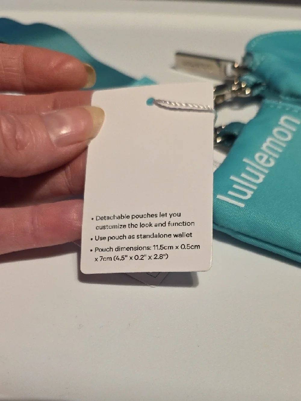 Lululemon aqua dual pouch wristlet key & card holder NWT